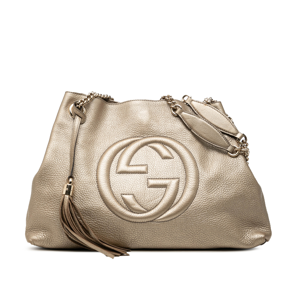 Pre-Loved Gucci Medium Metallic Calfskin Soho Chain Tote